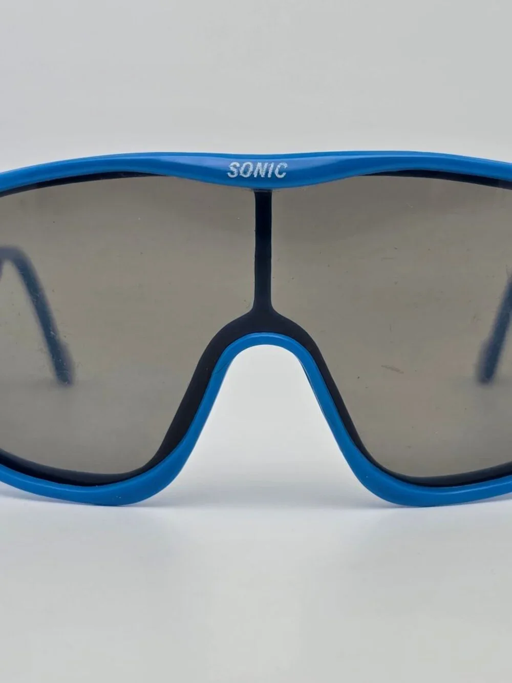 Sonic Macho Man Blue Frame Polarized Grey Lens Randy Savage Shield Sunglasses